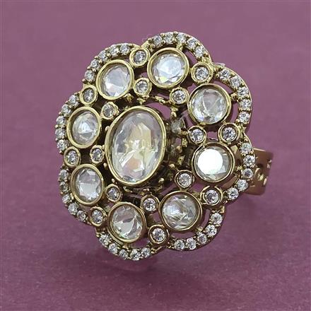 Kundan Adjustable Ring with Mehndi Plating