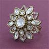 Kundan Adjustable Ring with Mehndi Plating Carat Plating