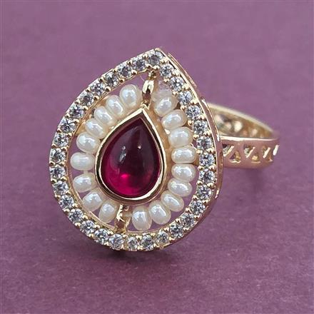 Kundan Adjustable Ring with Carat Plating