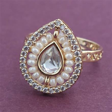 Kundan Adjustable Ring with Carat Plating