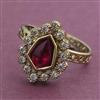 Kundan Adjustable Ring with Mehndi Plating