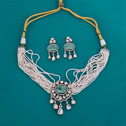 Kundan Choker Necklace with Mehndi Plating