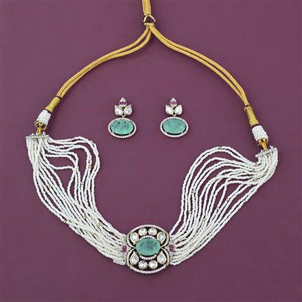 Kundan Choker Necklace with Mehndi Plating
