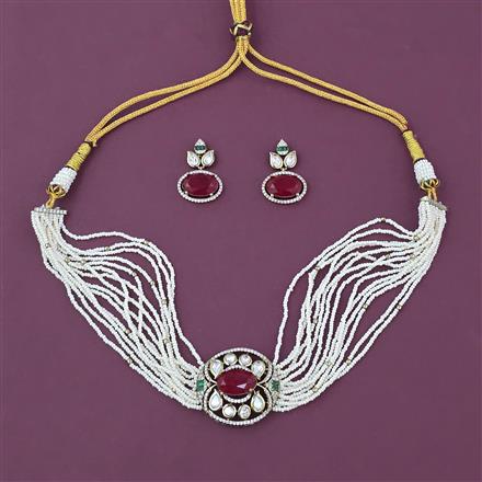 Kundan Choker Necklace with Mehndi Plating