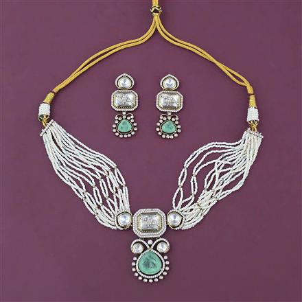 Kundan Choker Necklace with Mehndi Plating