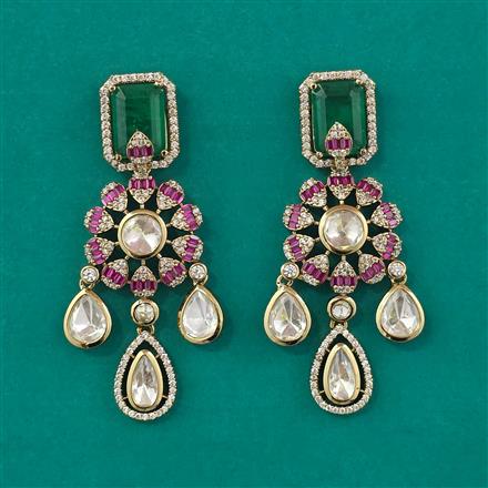 Kundan Classic Earring with Mehndi Plating