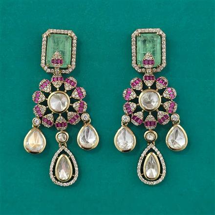 Kundan Classic Earring with Mehndi Plating