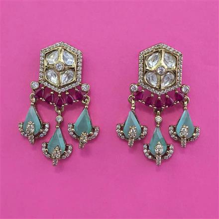 Kundan Classic Earring with Mehndi Plating