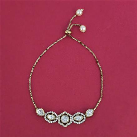 Kundan Adjustable Bracelet with Mehndi Plating