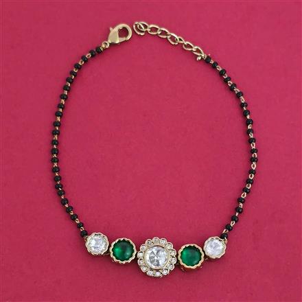 Kundan Hand Mangalsutra Bracelet with Mehndi Plating