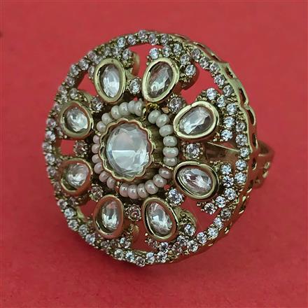 Kundan Adjustable Ring with Mehndi Plating