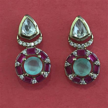 Kundan Short Earring with Mehndi Plating