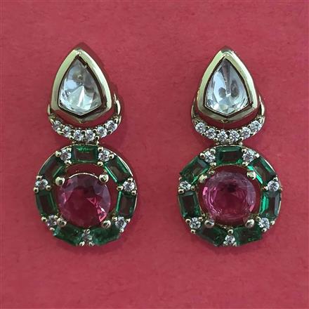 Kundan Short Earring with Mehndi Plating