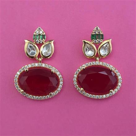 Kundan Short Earring with Carat Plating
