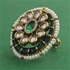 Kundan Pearl Ring with Mehndi Plating