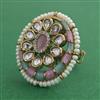 Kundan Pearl Ring with Mehndi Plating
