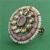 Kundan Pearl Ring with Mehndi Plating