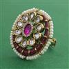 Kundan Pearl Ring with Mehndi Plating