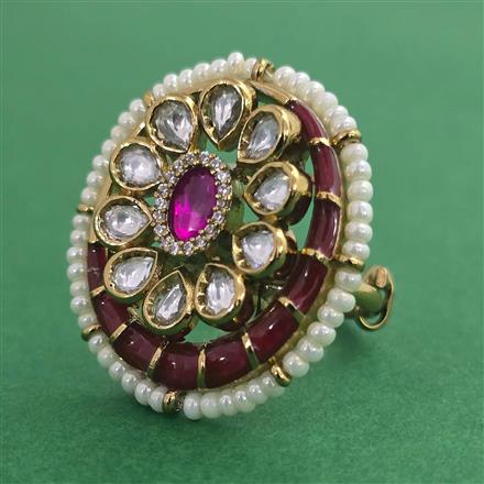 Kundan Pearl Ring with Mehndi Plating
