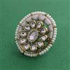 Kundan Pearl Ring with Mehndi Plating