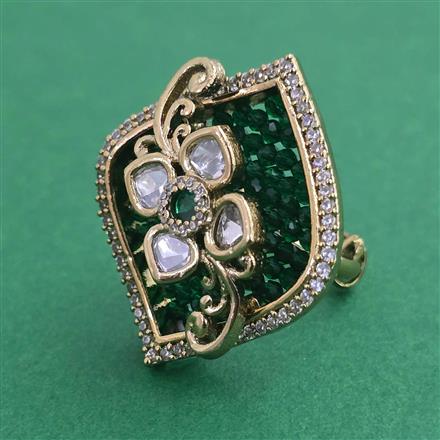 Kundan Adjustable Ring with Mehndi Plating