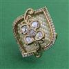Kundan Adjustable Ring with Mehndi Plating