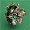 Kundan Adjustable Ring with Mehndi Plating