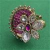 Kundan Adjustable Ring with Mehndi Plating