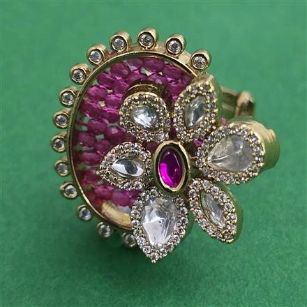 Kundan Adjustable Ring with Mehndi Plating