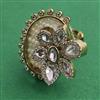 Kundan Adjustable Ring with Mehndi Plating