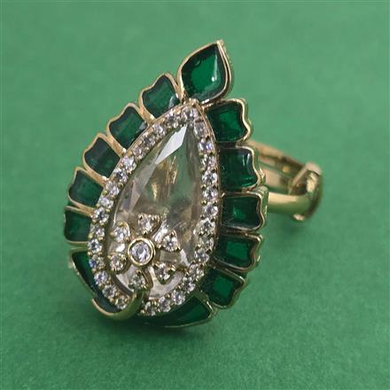 Kundan Adjustable Ring with Mehndi Plating