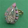 Kundan Adjustable Ring with Mehndi Plating