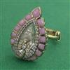 Kundan Adjustable Ring with Mehndi Plating