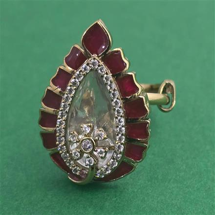 Kundan Adjustable Ring with Mehndi Plating