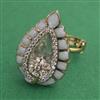 Kundan Adjustable Ring with Mehndi Plating