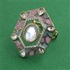 Kundan Adjustable Ring with Mehndi Plating