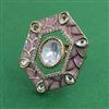 Kundan Adjustable Ring with Mehndi Plating