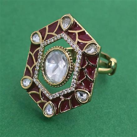 Kundan Adjustable Ring with Mehndi Plating