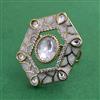 Kundan Adjustable Ring with Mehndi Plating
