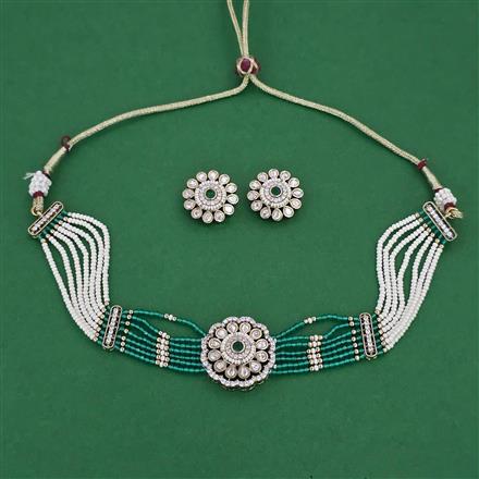 Kundan Choker Necklace With Mehndi Plating