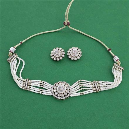 Kundan Choker Necklace With Mehndi Plating
