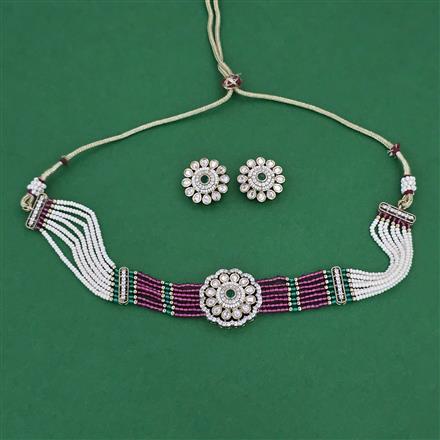 Kundan Choker Necklace With Mehndi Plating
