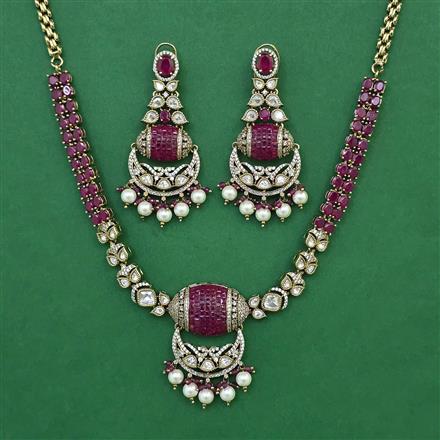 Kundan Pearl Necklace with Mehndi Plating