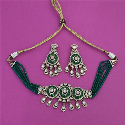 Kundan Choker Necklace with Mehndi Plating