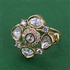 Kundan Adjustable Ring with Mehndi Plating Carat Plating