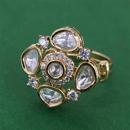 Kundan Adjustable Ring with Mehndi Plating Carat Plating