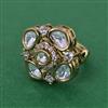 Kundan Adjustable Ring with Mehndi Plating Carat Plating
