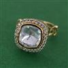 Kundan Adjustable Ring with Mehndi Plating Carat Plating