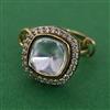 Kundan Adjustable Ring with Mehndi Plating Carat Plating