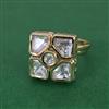 Kundan Adjustable Ring with Mehndi Plating Carat Plating